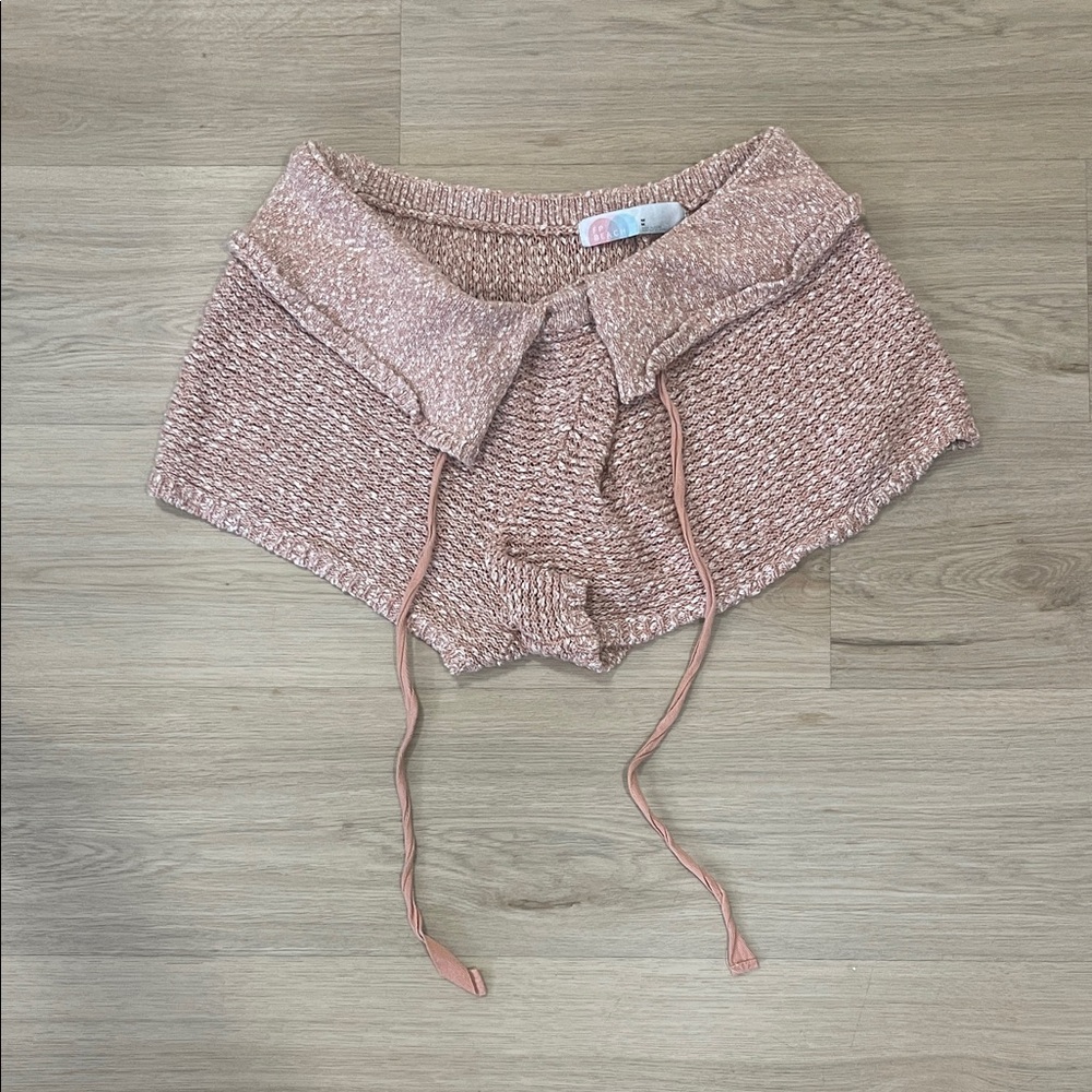 Free People High Waist Knit Shorts - Soft Pink